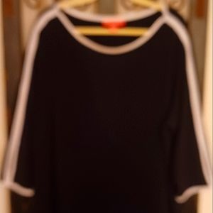 Woman Within Black and White trim boatneck top